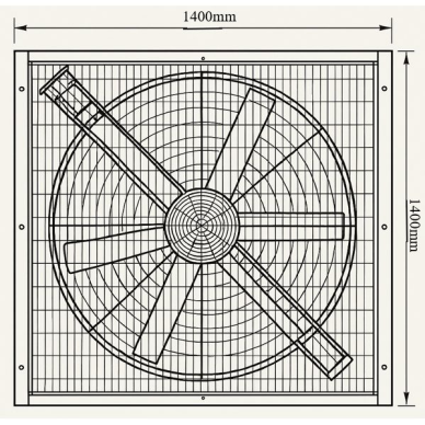 Tööstuslik ruudukujuline väljatõmbeventilaator automaatsete žalusiidega | 1400×1400 mm | 1,1 kW | F03142 1 Tööstuslik ruudukujuline väljatõmbeventilaator automaatsete žalusiidega | 1400×1400 mm | 1,1 kW | F03142 1