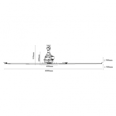 HVLS tööstuslik laeventilaator PULSAR II Reverse | Ø6 m | 290 000 m³/h | 1,20 kW | 400 V | 83 p/min | IP65 | F36605 4 HVLS tööstuslik laeventilaator PULSAR II Reverse | Ø6 m | 290 000 m³/h | 1,20 kW | 400 V | 83 p/min | IP65 | F36605 4