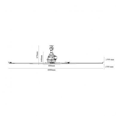 HVLS rūpnieciskais griestu ventilators SYNCRO II | Ø6 m | 316 000 m³/h | 1,85 kW | 400 V | 105 apgr./min | IP65 | F66602 4 HVLS rūpnieciskais griestu ventilators SYNCRO II | Ø6 m | 316 000 m³/h | 1,85 kW | 400 V | 105 apgr./min | IP65 | F66602 4