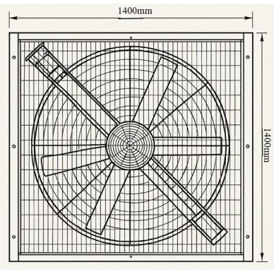 Tööstuslik ruudukujuline tsirkulatsiooniventilaator | 1400×1400 mm | 1,1 kW | F02142 1 Tööstuslik ruudukujuline tsirkulatsiooniventilaator | 1400×1400 mm | 1,1 kW | F02142 1