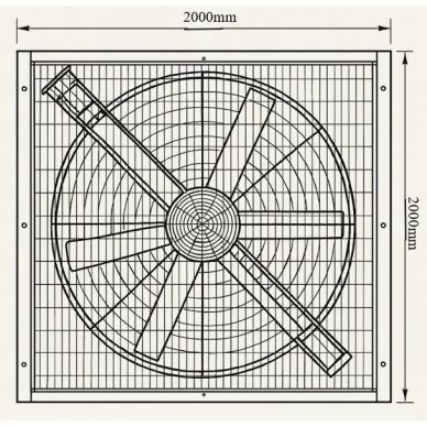 Tööstuslik ruudukujuline tsirkulatsiooniventilaator | 2000×2000 mm | 1,5 kW | F02204 1 Tööstuslik ruudukujuline tsirkulatsiooniventilaator | 2000×2000 mm | 1,5 kW | F02204 1