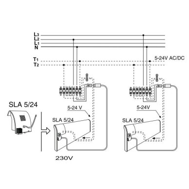Programmable digital thermostat | actuator module for TPA/TLO radiator | 230V | 5-24VAC/DC | IP20 | ADAX | Glamox Heating SLA 5/24 4 Programmable digital thermostat | actuator module for TPA/TLO radiator | 230V | 5-24VAC/DC | IP20 | ADAX | Glamox Heating SLA 5/24 4