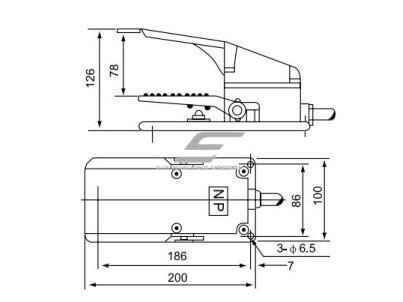 Pramoninis kojinis valdymo pedalas | 10A | 250VAC | NO+NC | aliuminis | mėlynas 4