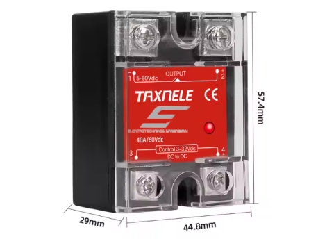 Pramoninė kietojo kūno puslaidininkinė SSR elektroninė perjungimo relė DC-DC | 1F | 10A | 5-60VDC | 3-32VDC 2 Pramoninė kietojo kūno puslaidininkinė SSR elektroninė perjungimo relė DC-DC | 1F | 10A | 5-60VDC | 3-32VDC 2