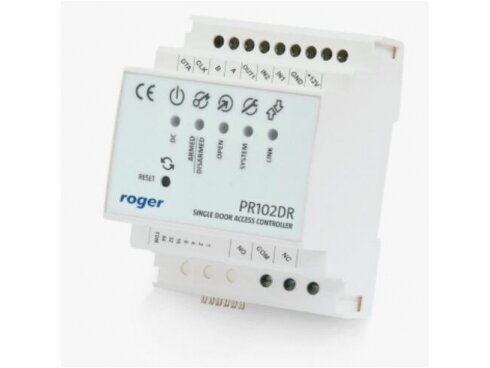 Modulinis įėjimo valdymo kontrolės sistema | vienai elektroninei spynai | 10-15VDC | DIN | ROGER | PR102DR Modulinis įėjimo valdymo kontrolės sistema | vienai elektroninei spynai | 10-15VDC | DIN | ROGER | PR102DR