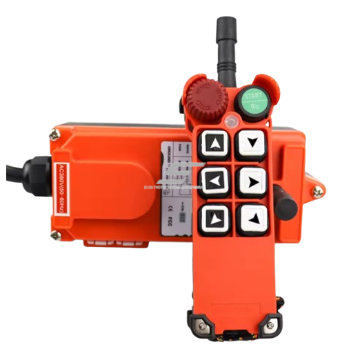 Wireless crane remote control | 6 buttons + START + mushroom STOP | 1 speed | 24–440 V AC/DC | IP65 | ES-F21-E1-TX 1