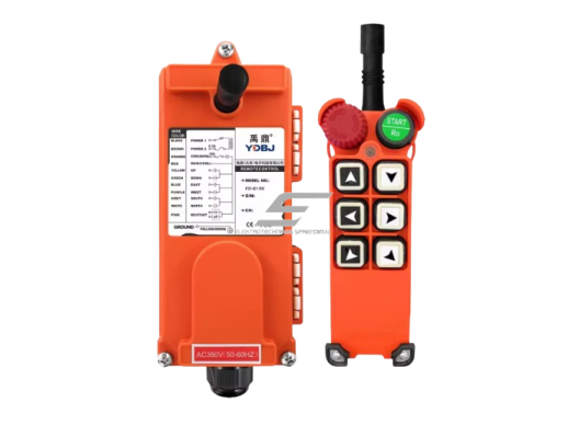 Belaidis kranų valdymo pultas | 6 mygtukai + START + grybo STOP | 1 greitis | 24–440 V AC/DC | IP65 | ES-F21-E1-TX Belaidis kranų valdymo pultas | 6 mygtukai + START + grybo STOP | 1 greitis | 24–440 V AC/DC | IP65 | ES-F21-E1-TX