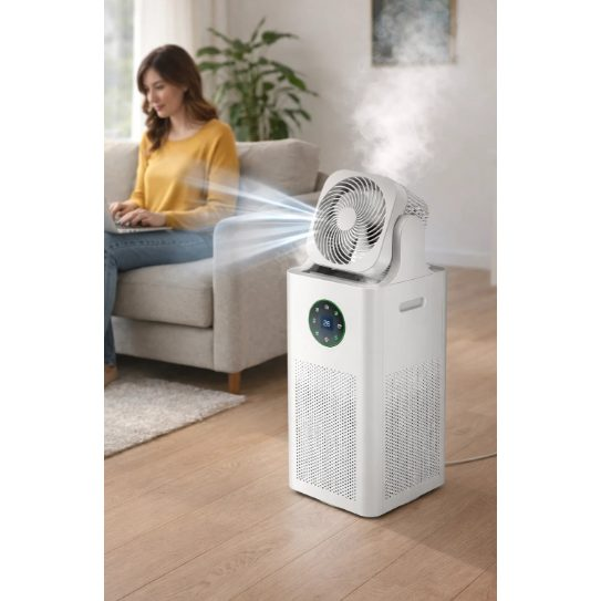 Smart air purifier with humidifier and fan 3-in-1 | HEPA | 200 m³/h | 50 W | WiFi | 60 m² | 250x250x610 mm | white 3