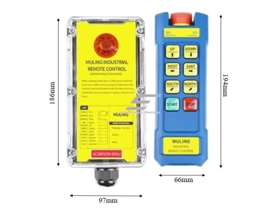 Belaidis kranų valdymo pultas | 6 mygtukai + START/STOP | 1 greitis | 868 MHz | IP68 | ES-ML-K6 2