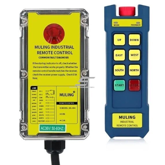 Bezvadu celtņa vadības pults | 6 pogas + START/STOP | 1 ātrums | 868 MHz | IP68 | ES-ML-K6