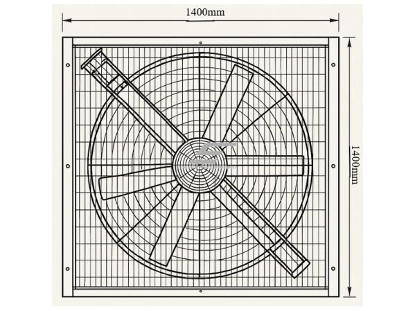 Pramoninis kvadratinis ištraukimo ventiliatorius su automatinėmis sklendėmis | 1400×1400 mm | 1,1 kW | F03142 1 Pramoninis kvadratinis ištraukimo ventiliatorius su automatinėmis sklendėmis | 1400×1400 mm | 1,1 kW | F03142 1