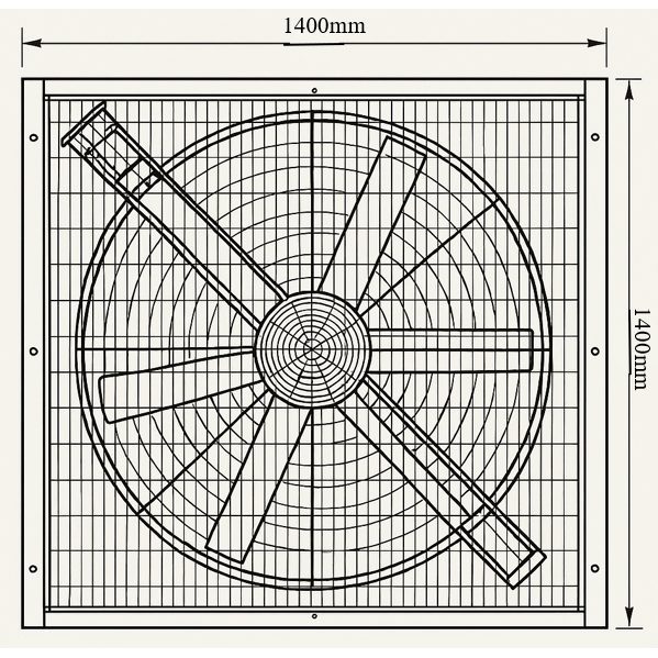 Tööstuslik ruudukujuline tsirkulatsiooniventilaator | 1400×1400 mm | 1,1 kW | F02142 1 Tööstuslik ruudukujuline tsirkulatsiooniventilaator | 1400×1400 mm | 1,1 kW | F02142 1
