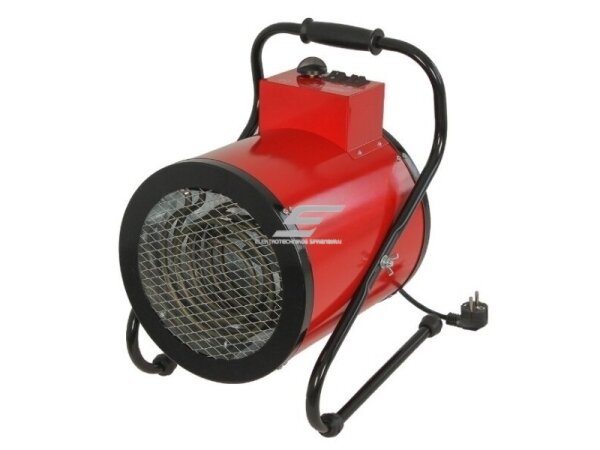 Pramoninis elektrinis ventiliatorinis šildytuvas | kaloriferis su termostatu | 1500/3000W | 230V | IP22 | raudonas | apvalus