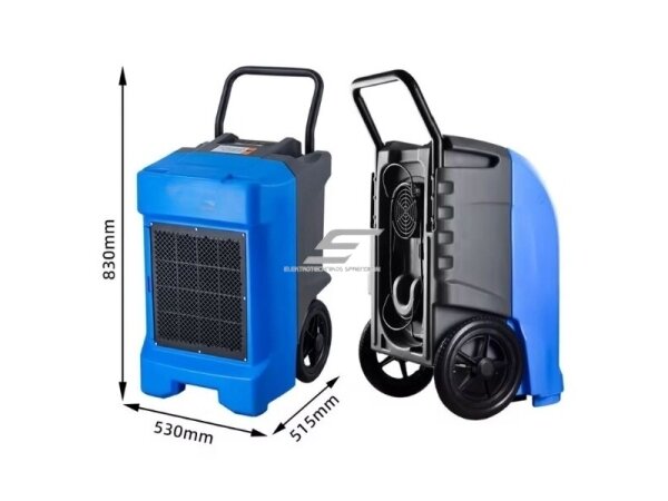 Pramoninis kompresorinis oro sausintuvas | drėgmės surinkėjas su integruotu siurbliu | 815W | 230V | 85l/24h | 610m³/h | 830x530x515mm | mėlynas 3