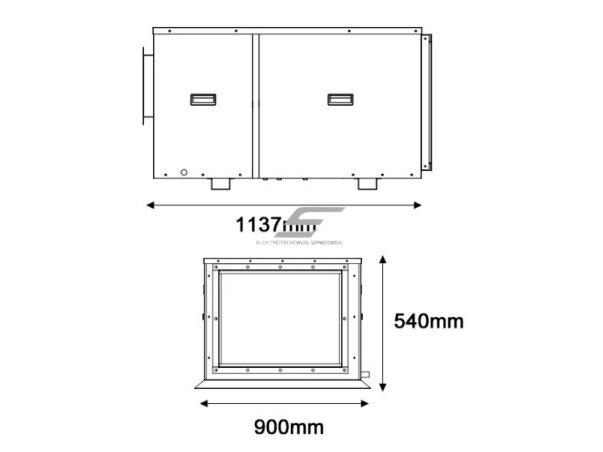 Pramoninis lubinis oro sausintuvas | drėgmės surinkėjas su integruotu siurbliu | 2580W | 380V | 240l/24h | 1700m³/h | 1137x900x540mm 3 Pramoninis lubinis oro sausintuvas | drėgmės surinkėjas su integruotu siurbliu | 2580W | 380V | 240l/24h | 1700m³/h | 1137x900x540mm 3