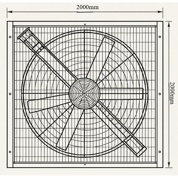 Przemysłowy kwadratowy wentylator wyciągowy z automatycznymi żaluzjami | 2000×2000 mm | 1,5 kW | F03204 1 Przemysłowy kwadratowy wentylator wyciągowy z automatycznymi żaluzjami | 2000×2000 mm | 1,5 kW | F03204 1