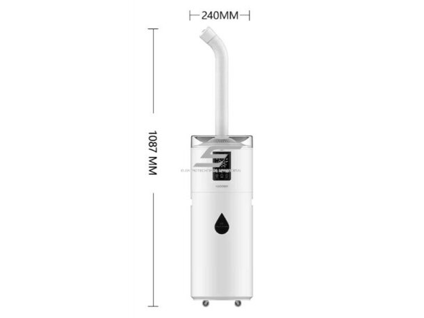 Pramoninis ultragarsinis drėkintuvas su UV sterilizacijos lempa | 70W | 230V | 17l | 800ml/h | 120m² | 240x240x1087mm | baltas 5