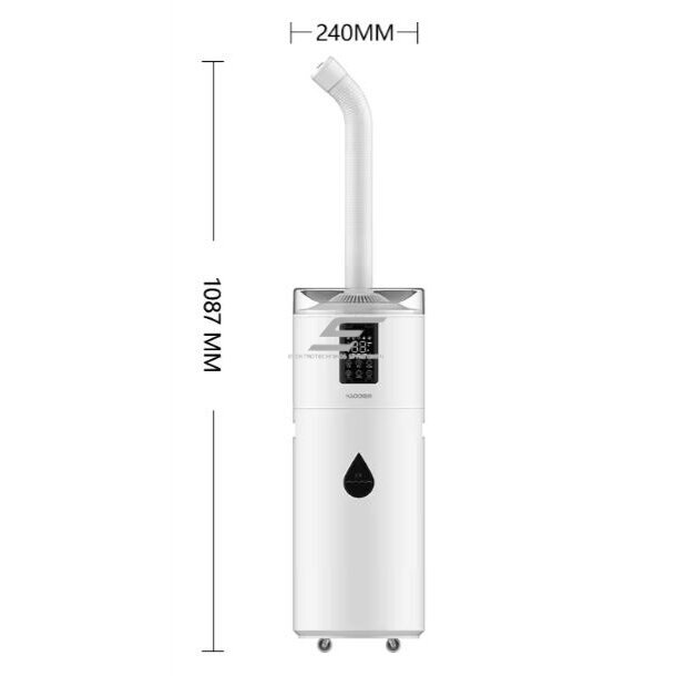 Przemysłowy ultradźwiękowy nawilżacz powietrza z lampą UV do sterylizacji | 70W | 230V | 17l | 800ml/h | 120m² | 240x240x1087mm | biały 5