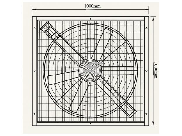 Pramoninis kvadratinis ištraukimo ventiliatorius su automatinėmis sklendėmis | 1000×1000 mm | 0,75 kW | F03100 1 Pramoninis kvadratinis ištraukimo ventiliatorius su automatinėmis sklendėmis | 1000×1000 mm | 0,75 kW | F03100 1