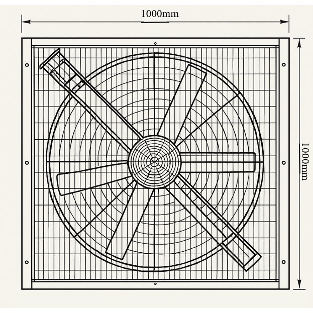Tööstuslik ruudukujuline väljatõmbeventilaator automaatsete žalusiidega | 1000×1000 mm | 0,75 kW | F03100 1 Tööstuslik ruudukujuline väljatõmbeventilaator automaatsete žalusiidega | 1000×1000 mm | 0,75 kW | F03100 1