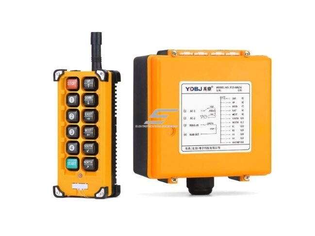 Belaidis kranų valdymo pultas | 10 mygtukų + START/STOP | 1 greitis | 433 / 315 MHz | 24–440 V AC/DC | IP65 | ES-F23-BB 1