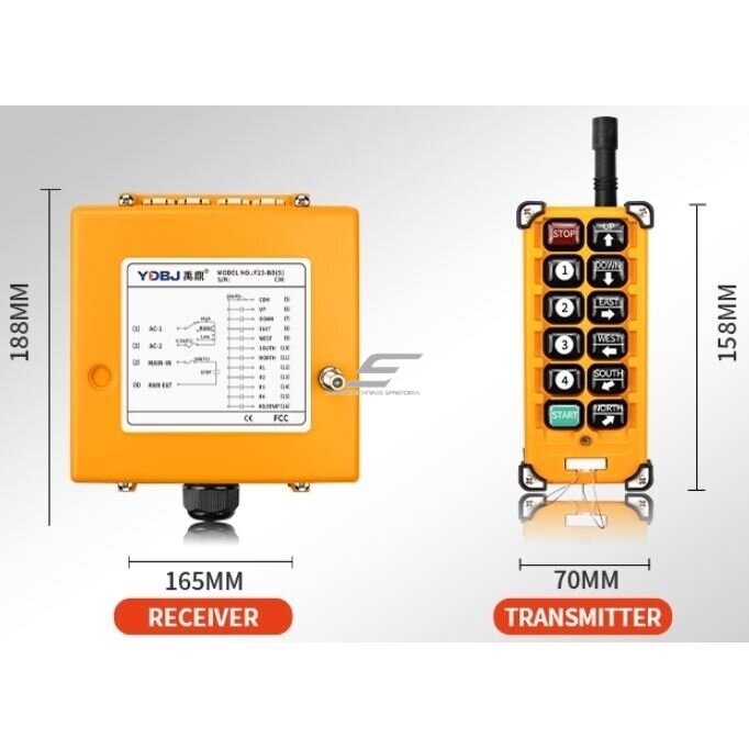 Wireless crane remote control | 10 buttons + START/STOP | 1 speed | 433 / 315 MHz | 24–440 V AC/DC | IP65 | ES-F23-BB 3