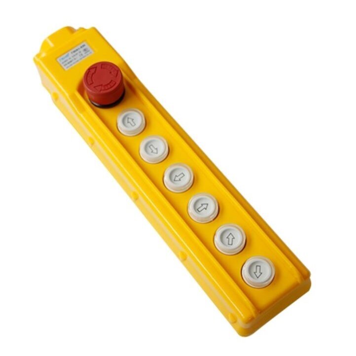 Industrial crane pendant control station | 6 buttons + twist-release STOP | 1 speed | 10 A | 500 V | IP54 | light buttons | ES-TNHA1-63H 2