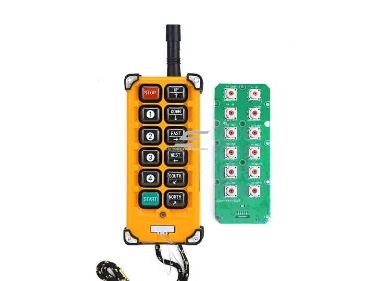 Belaidis kranų valdymo pultas | 10 mygtukų + START/STOP | 1 greitis | 433 / 315 MHz | 24–440 V AC/DC | IP65 | ES-F23-BB 2 Belaidis kranų valdymo pultas | 10 mygtukų + START/STOP | 1 greitis | 433 / 315 MHz | 24–440 V AC/DC | IP65 | ES-F23-BB 2