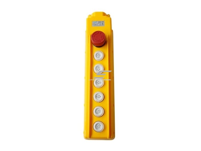 Pramoninis kranų valdymo pultas | 6 mygtukai + pasukamas STOP | 1 greitis | 10 A | 500 V | IP54 | šviesūs mygtukai | ES-TNHA1-63H 1