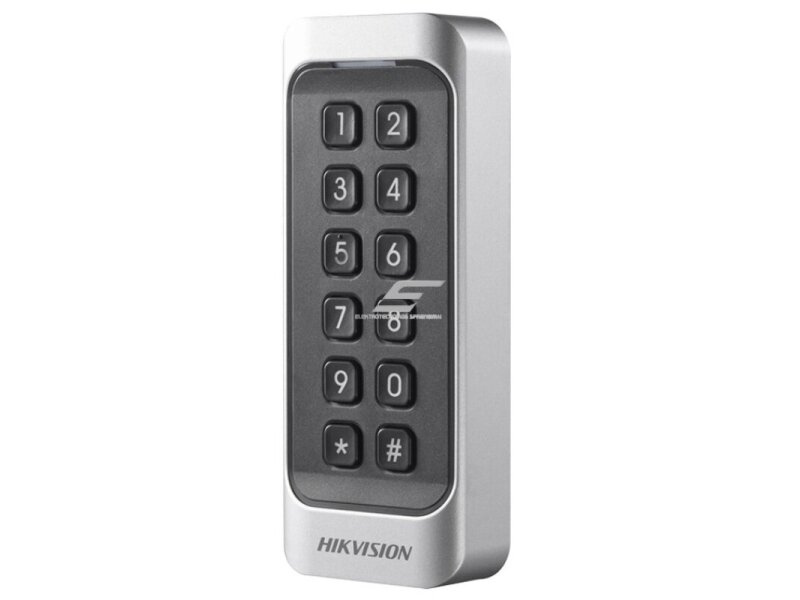 Prieigos valdiklis | išorinis M1 kortelių skaitytuvas su klaviatūra | 12VDC | 115x44x22mm | IP65 | sidabrinis/juodas | Hikvision | DS-K1107AMK