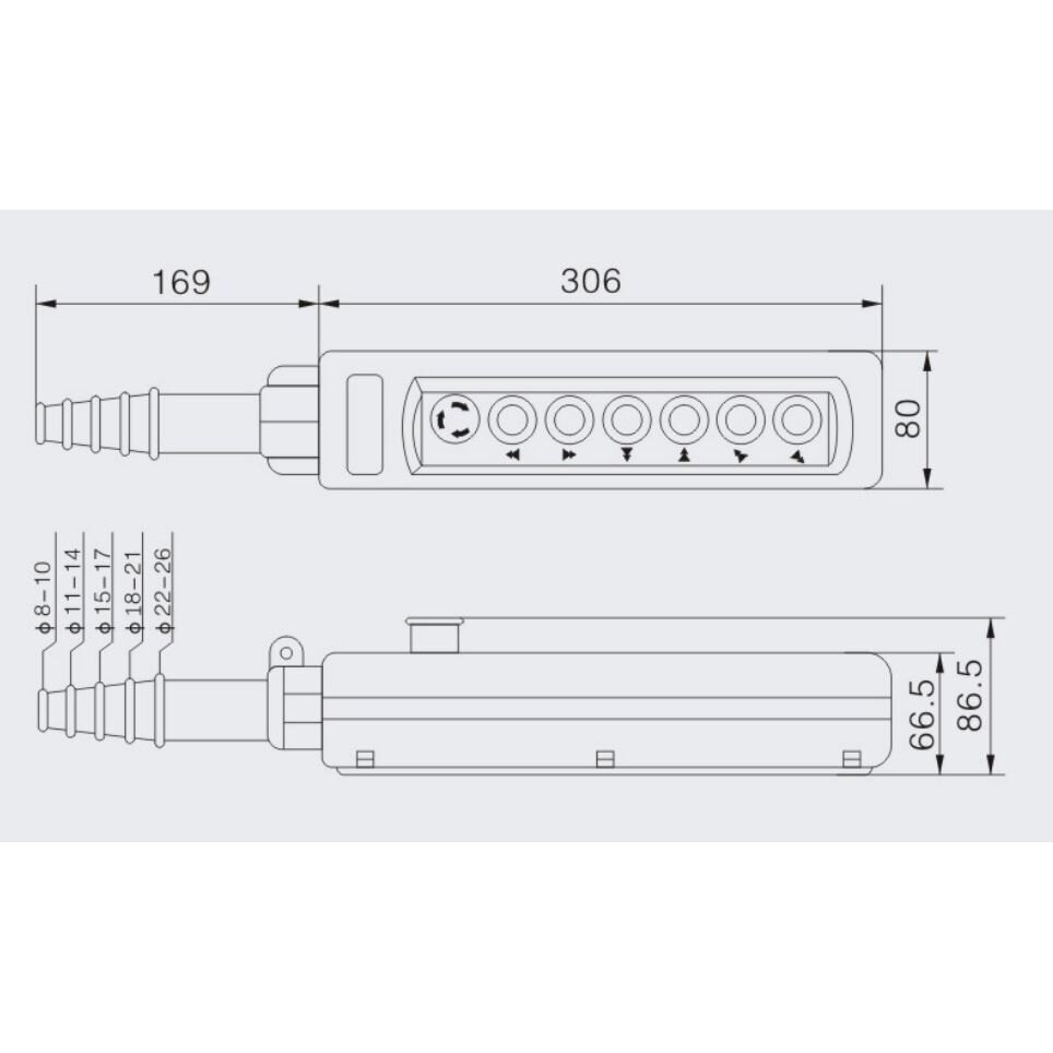 Industrial crane control panel | with 6 buttons | with rotary STOP button | 2-5A | 250-500V | IP56 | 1 speeds 2 Industrial crane control panel | with 6 buttons | with rotary STOP button | 2-5A | 250-500V | IP56 | 1 speeds 2