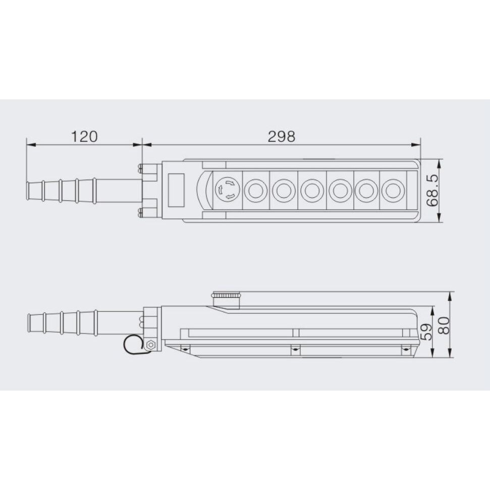 Industrial crane pendant control station | 6 buttons + twist-release STOP | 1 speed | 10 A | 500 V | IP54 | light buttons | ES-TNHA1-63H 3