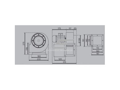 Radialinis sraiginis ventiliatorius | dešinės pusės | dviejų polių variklis | 380V | D136 | 315×275×233mm | plienas | mėlyna | Turbo Balance Plus 140 2P 380 D | 4772318505133 2