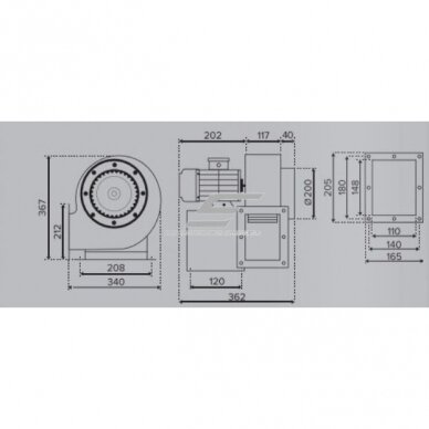 Radial scroll-housing fan | right-hand | 2-pole motor | 230V | D200 | 362×367×340mm | steel | blue | Turbo Balance Plus 260 2P 230 D | 4772318505107 2 Radial scroll-housing fan | right-hand | 2-pole motor | 230V | D200 | 362×367×340mm | steel | blue | Turbo Balance Plus 260 2P 230 D | 4772318505107 2
