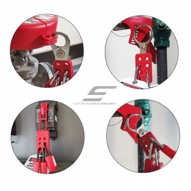 LOTO Safety multi-lock hasp | lock | 6 lock holes | 38mm | red 4 LOTO Safety multi-lock hasp | lock | 6 lock holes | 38mm | red 4