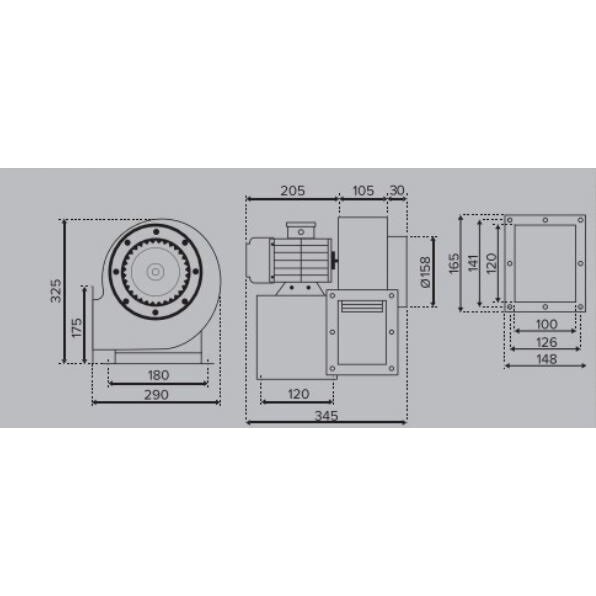 Radiaalne spiraalkorpusega ventilaator | parempoolne | 4-pooluseline mootor | 380V | D158 | 345×325×290mm | teras | sinine | Turbo Balance 200 4P 380 D | 4772318505250 2 Radiaalne spiraalkorpusega ventilaator | parempoolne | 4-pooluseline mootor | 380V | D158 | 345×325×290mm | teras | sinine | Turbo Balance 200 4P 380 D | 4772318505250 2
