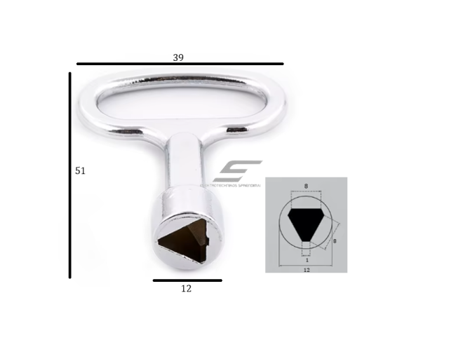 Raktas elektros skydams | trikampis | 8,5mm | 51x39mm 2 Raktas elektros skydams | trikampis | 8,5mm | 51x39mm 2