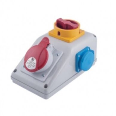 Industrial socket box | 1×16 A 5P 400 V + 1×230 V 16 A | with rotary switch | wall-mounted | IP44 | Pawbol R-BOX KOMPAKT Industrial socket box | 1×16 A 5P 400 V + 1×230 V 16 A | with rotary switch | wall-mounted | IP44 | Pawbol R-BOX KOMPAKT