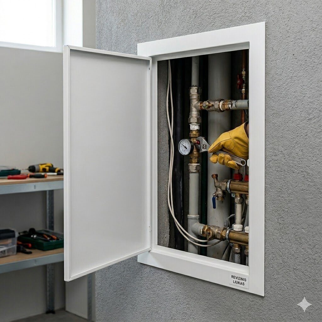 Inspection hatch door | push-to-open | with flange | 418x318x24mm | white | plastic | RDL3040A 3