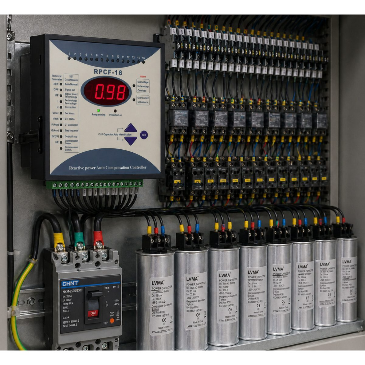 Automatic reactive power compensation controller | 16 steps | 400V | power factor control | for automatic control of capacitor banks 1 Automatic reactive power compensation controller | 16 steps | 400V | power factor control | for automatic control of capacitor banks 1