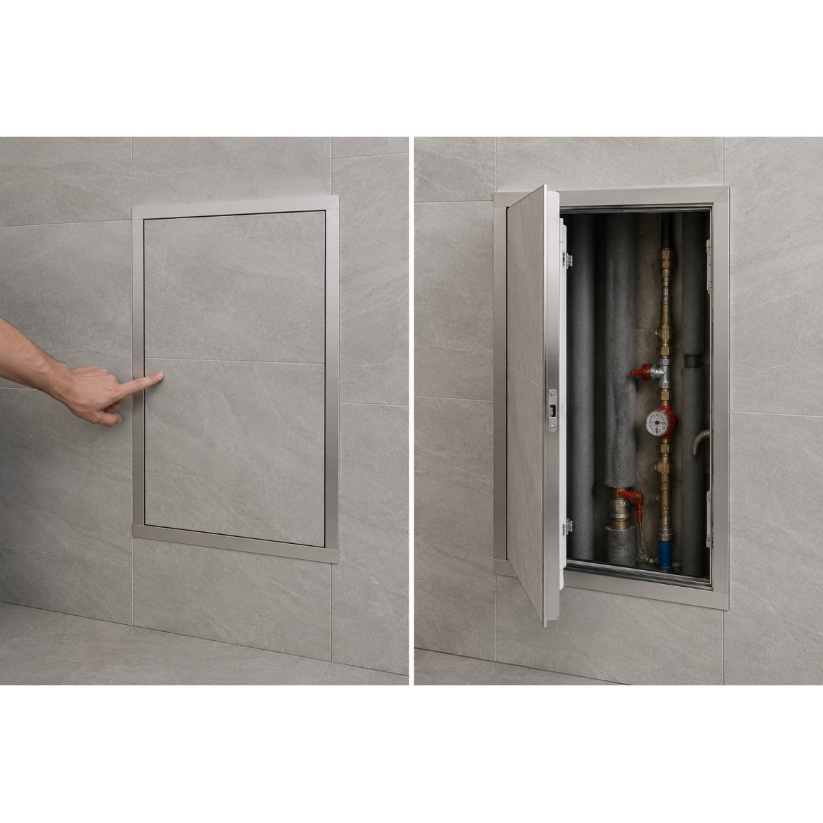 Inspection hatch-door with push-to-open mechanism | 600x800x15mm | aluminum profile | RDL6080B 3