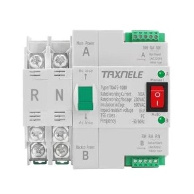Автоматический переключатель резерва АВР TAXNELE TXATS-100 | 2P | 100 А | класс PC | DIN