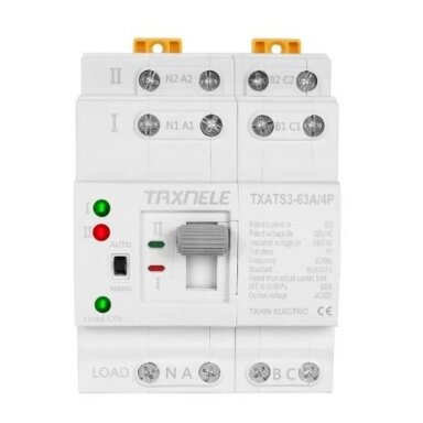 Компактный автоматический переключатель резерва АВР TAXNELE TXATS3 | 4P | 63 А | класс PC | DIN