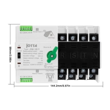 Автоматический переключатель резерва АВР JOTTA JTQ3-125 | 4P | 100 А | 220 В AC | класс PC | для солнечных систем | DIN