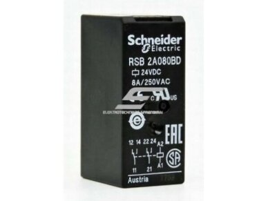 Relė | 2C/O | 8A | 250VAC | 24VDC | Schneider Electric | Zelio | RSB2A080BD | 13389110252368