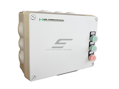 Reversinis variklio paleidimo kontaktorius su šilumine rėle ir dėžute bei valdymo mygtukais | 0,37kW | 1-1,4A | IP56 | Promfactor Baltic | SKM0037R | 4779040159004 Reversinis variklio paleidimo kontaktorius su šilumine rėle ir dėžute bei valdymo mygtukais | 0,37kW | 1-1,4A | IP56 | Promfactor Baltic | SKM0037R | 4779040159004
