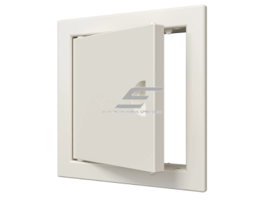 Revizinės durelės-liukas | su rankenėle ir flanšu | 122x122x24mm | smėlio spalvos | plastikas | RDL1010S