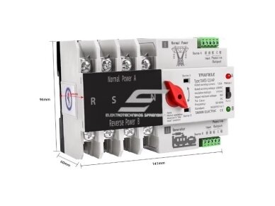 Modulinis rezervinis automatinis galios perjungiklis generatoriams | elektros energijos nepertraukiamam tiekimui | 4P | 125A | 380V | DIN 3 Modulinis rezervinis automatinis galios perjungiklis generatoriams | elektros energijos nepertraukiamam tiekimui | 4P | 125A | 380V | DIN 3