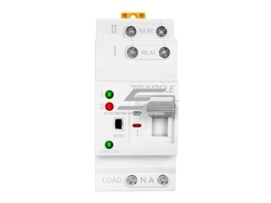 Modulinis rezervinis automatinis galios perjungiklis generatoriams | nepertraukiamam elektros energijos tiekimui | 2P | 63A | 230V | DIN Modulinis rezervinis automatinis galios perjungiklis generatoriams | nepertraukiamam elektros energijos tiekimui | 2P | 63A | 230V | DIN