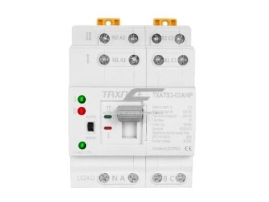 Modulinis rezervinis Automatinis galios perjungiklis generatoriams | nepertraukiamam elektros energijos tiekimui | 4P | 63A | 400V | DIN Modulinis rezervinis Automatinis galios perjungiklis generatoriams | nepertraukiamam elektros energijos tiekimui | 4P | 63A | 400V | DIN